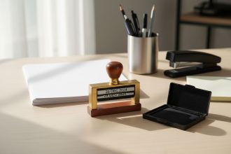 Tampon dateur personnalisé avec logo d'entreprise et date actuelle