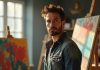 Artiste français confiant dans son studio lumineux