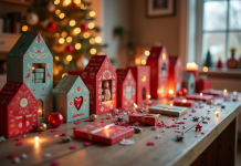 Assortiment de calendriers de l'avent sur une table en bois