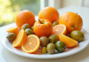 Assortiment de fruits frais avec oranges et olives