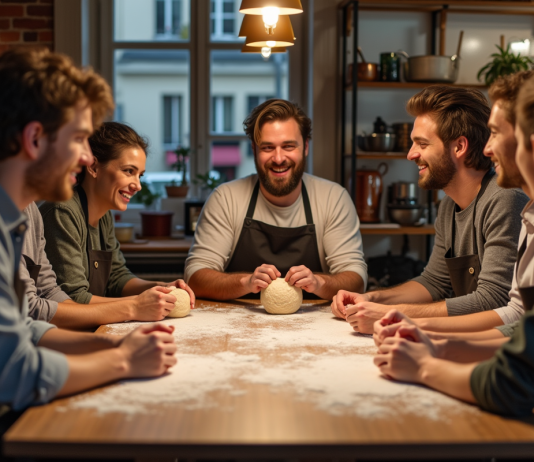 Offrir un moment d’apprentissage à Paris : nos idées d’ateliers Groupe d adultes en atelier cuisine à Paris
