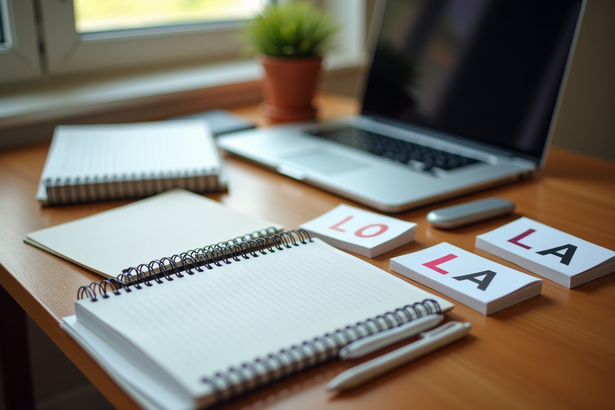 Bureau avec notebooks et cartes de visite professionnelles