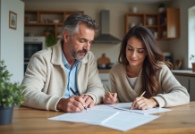 Prêt hypothécaire à taux fixe : fonctionnement et avantages expliqués en détail Couple signant des documents de prêt immobilier à la maison