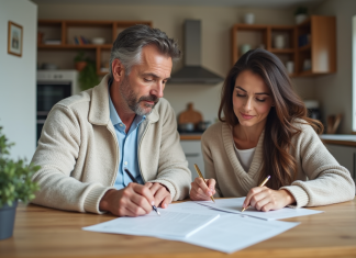 Prêt hypothécaire à taux fixe : fonctionnement et avantages expliqués en détail Couple signant des documents de prêt immobilier à la maison