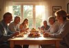 Famille multigenerational partageant un repas convivial
