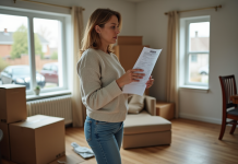 Comparatif des tarifs de débarras de la maison : comment faire le bon choix ? Femme d'âge moyen examine une estimation dans un salon encombré