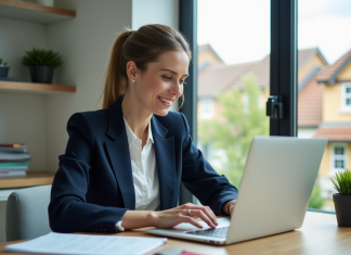 Immobilier rentable : les meilleures stratégies pour maximiser votre investissement Femme professionnelle en bureau immobilier moderne