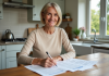 Optimiser l’exonération de plus-value sur résidence secondaire : nos conseils Femme élégante signant des documents dans une cuisine moderne