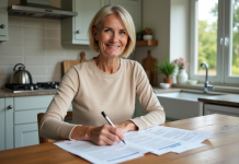 Optimiser l’exonération de plus-value sur résidence secondaire : nos conseils Femme élégante signant des documents dans une cuisine moderne