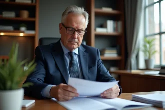 Homme d'affaires en costume dans un bureau moderne