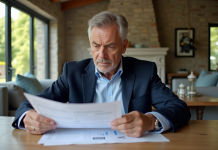 Taux d’imposition sur la vente d’une résidence secondaire : lois et conseils à connaître Homme d'âge moyen lisant des documents immobiliers dans un salon lumineux