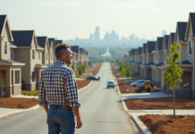 Inconvénients de l’étalement urbain : comment limiter les impacts ? Homme regardant une banlieue en construction