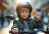 Jeune portant un casque sur un scooter avec un certificat BSR