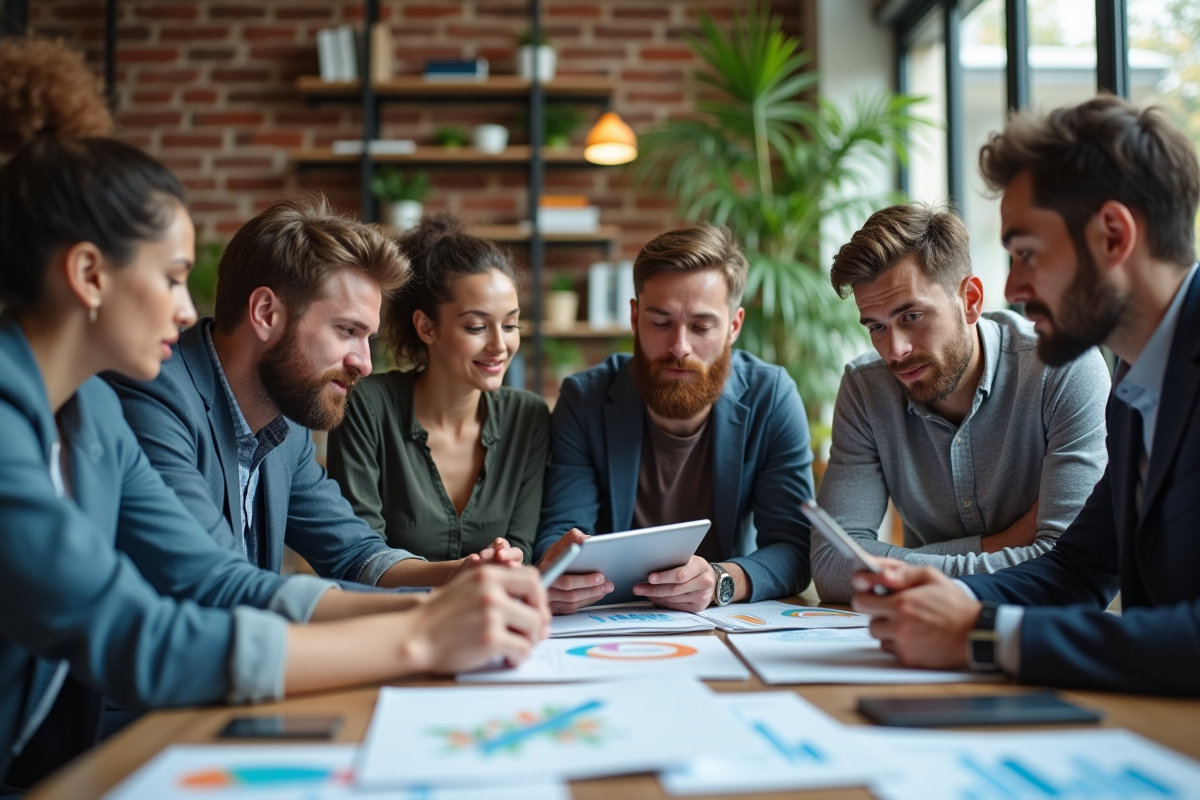 Groupe de jeunes professionnels en discussion collaborative