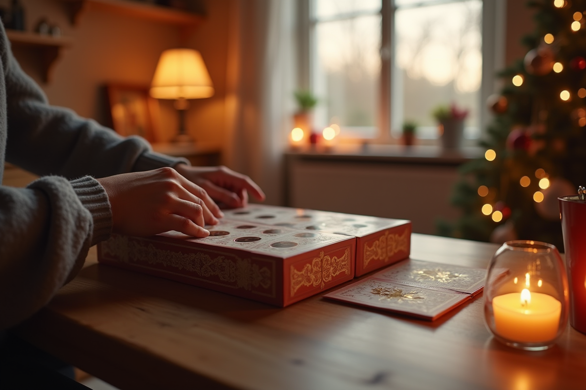 Mains ouvrant un calendrier de l