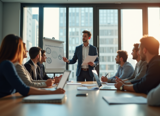 Les clés pour réussir son alternance en marketing chez Nexa Jeune professionnel présentant une stratégie marketing en réunion