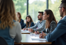Groupe d adultes en formation ATSEM en salle lumineuse