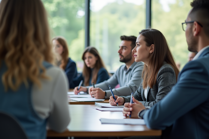 Groupe d adultes en formation ATSEM en salle lumineuse