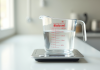 Verre mesureur rempli à 400 ml avec une balance de cuisine